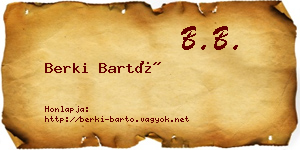 Berki Bartó névjegykártya